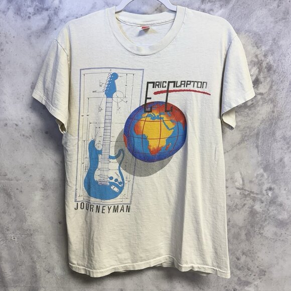 Vintage 1990 Eric Clapton Journeyman Tour T Shirt Mens XL 90s Band Tee 20x26 - Picture 1 of 11
